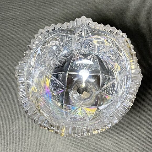 LE Smith Aztec Heritage Compote Iridescent Carnival Glass Whirling Star Pattern - Picture 8 of 14